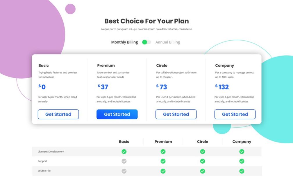 Pricing Table Best Choose For Company