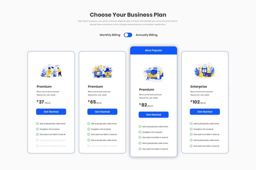 Pricing Table Business Product
