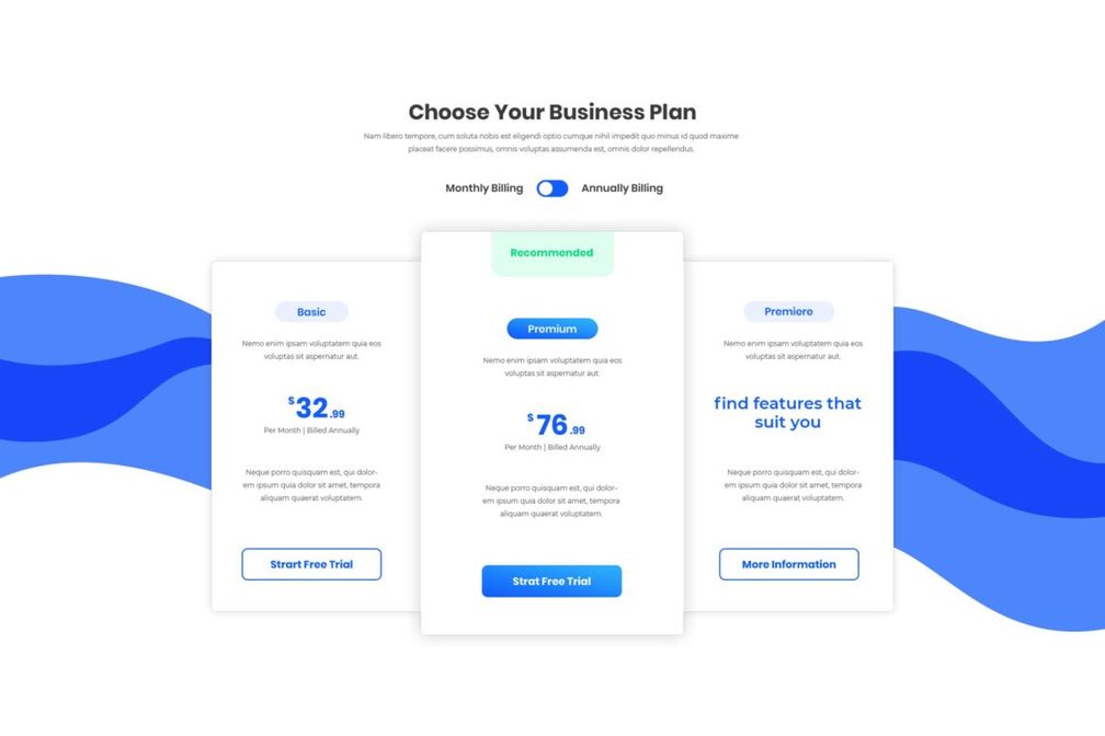 Pricing Table Company Website