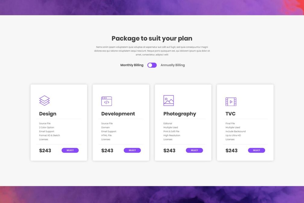 Pricing Table Creative Product Development
