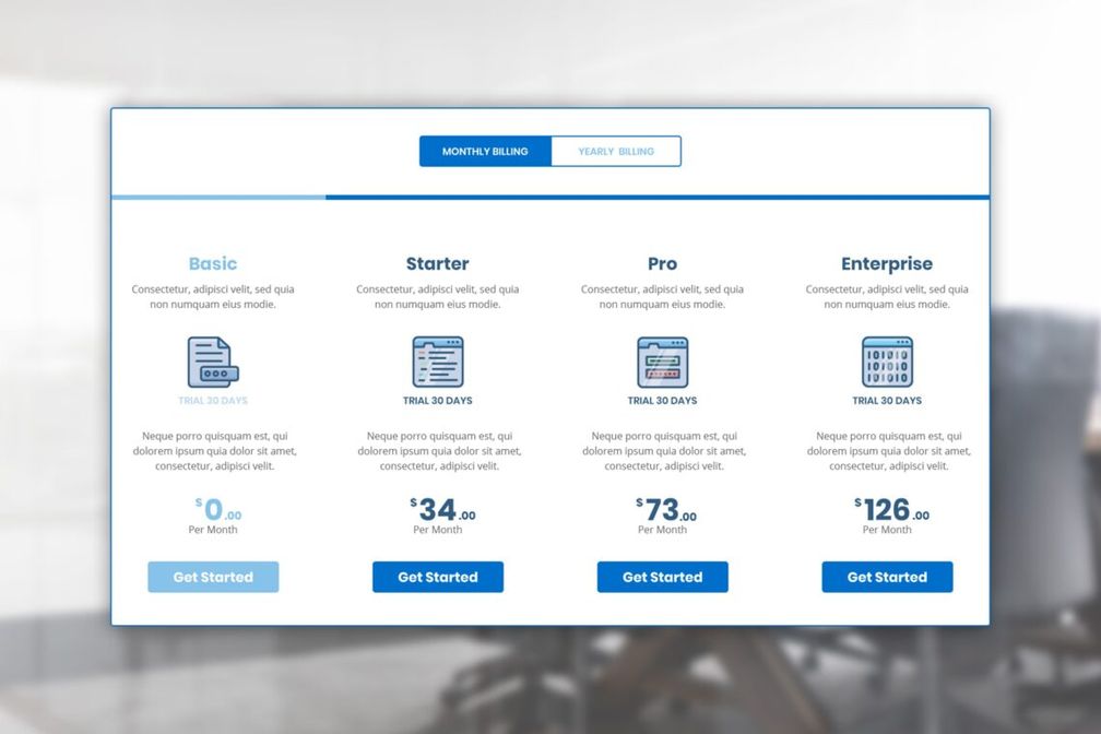 Pricing Table Enterprise Package