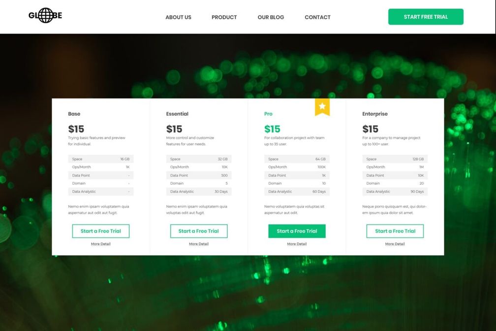 Pricing Table Hosting Pro