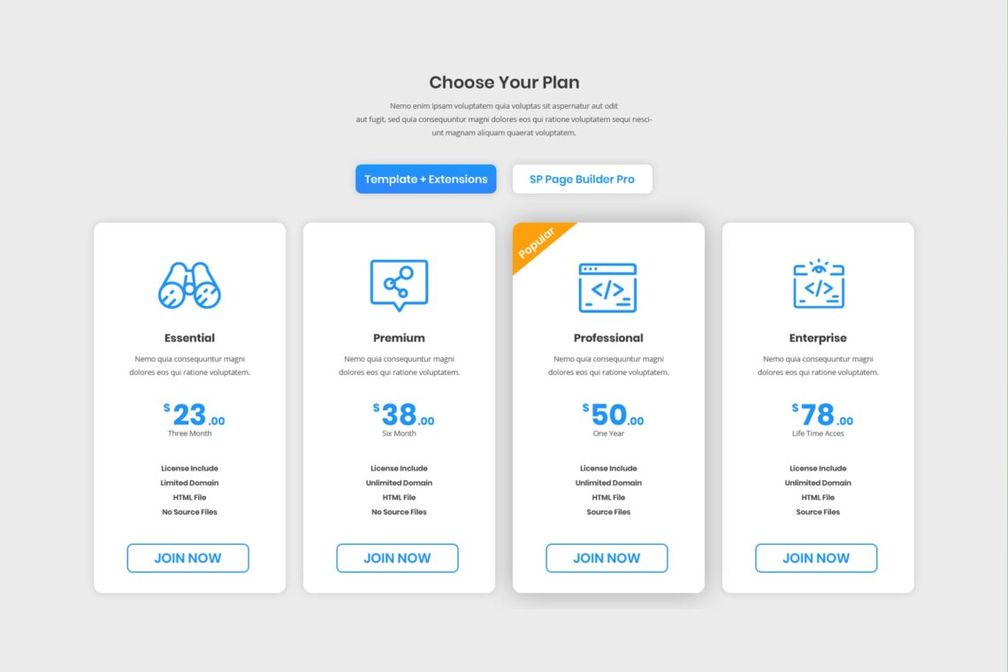 Pricing Table Website Builder Options