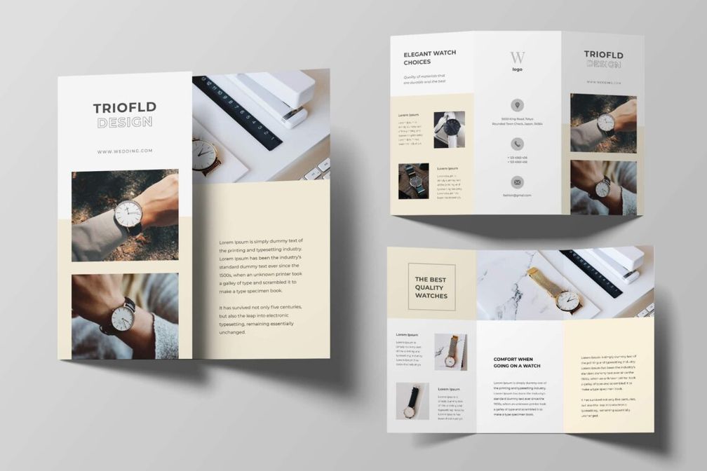 Trifold Brochure Wristwatch Elegant