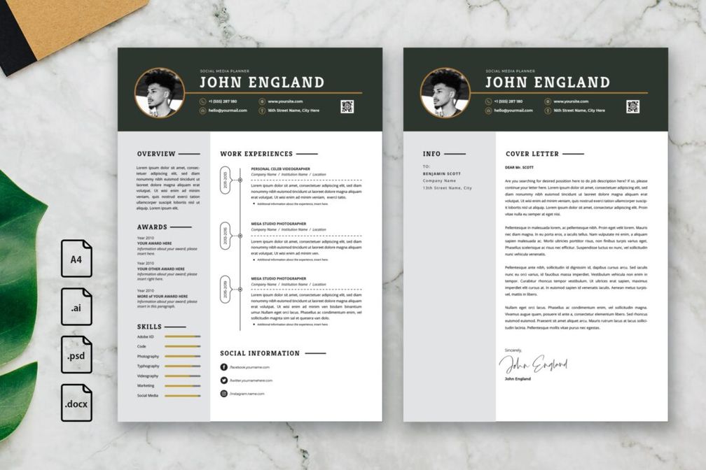 cv resume social media planner profile