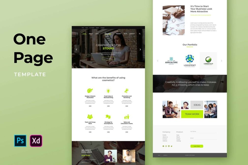 One Pages Template - Graphic Design Studio