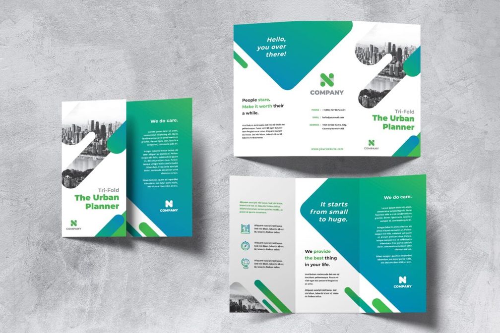 trifold brochure green urban planner