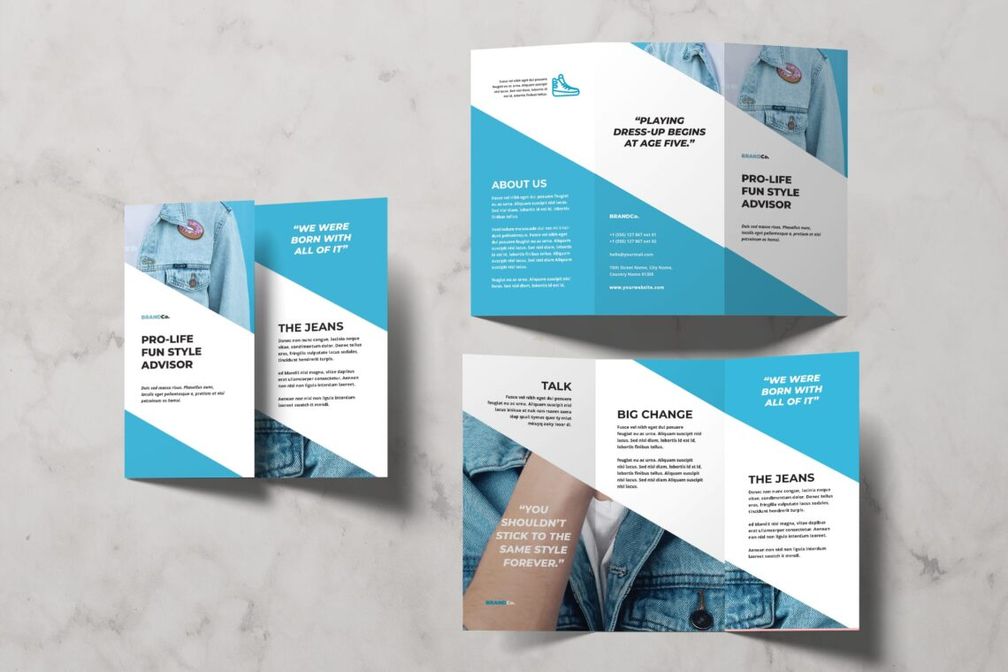 trifold brochure jeans style advisor