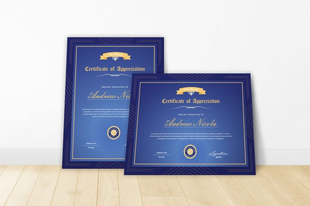 certificate brand appreciation
