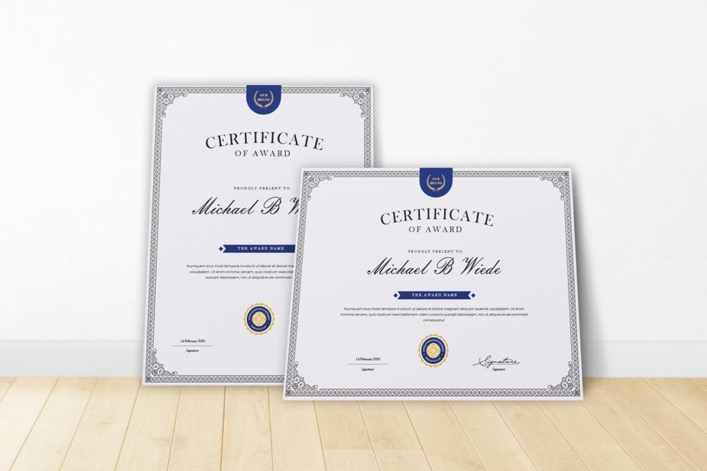 certificate brand awards