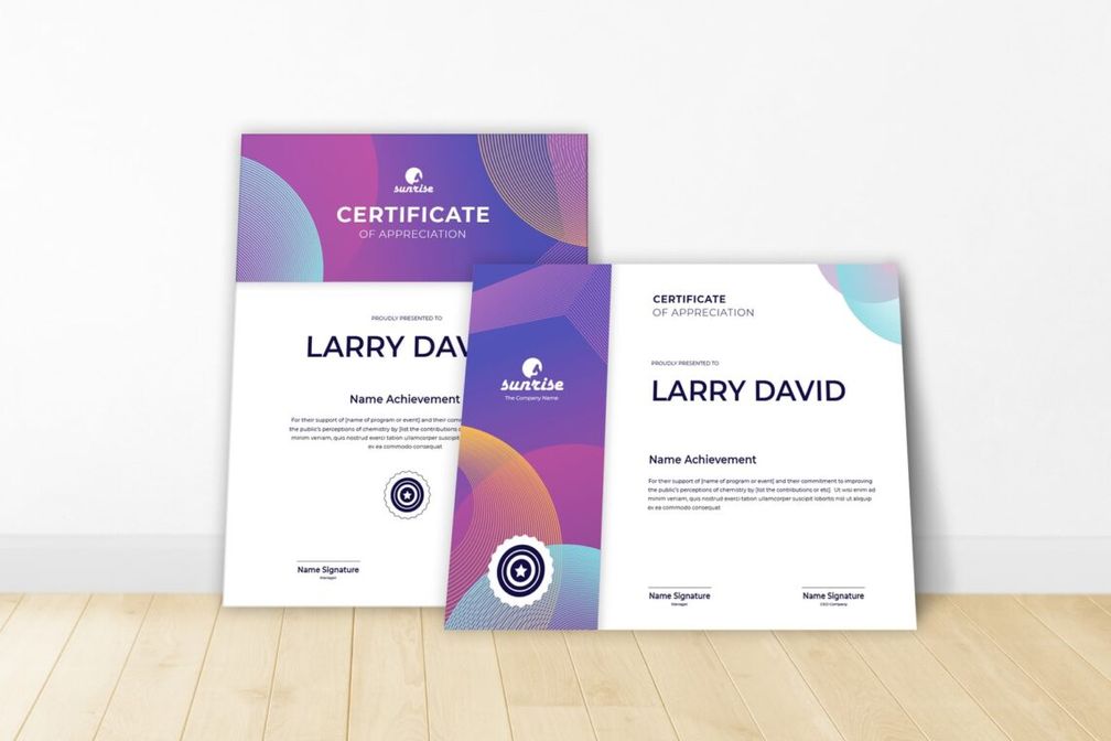 certificate professional acknowledgment