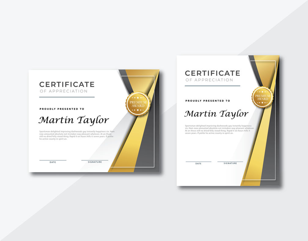 certificate regular awards