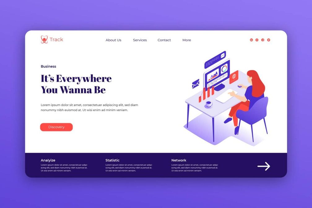 isometric landing pages analysis statistic service