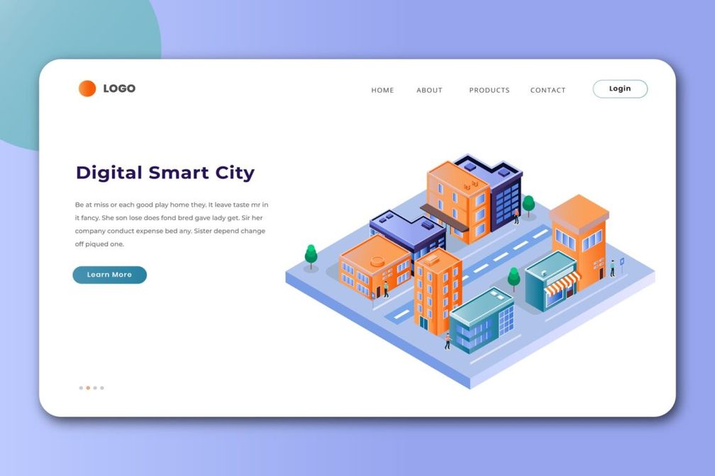 isometric landing pages digital smart city