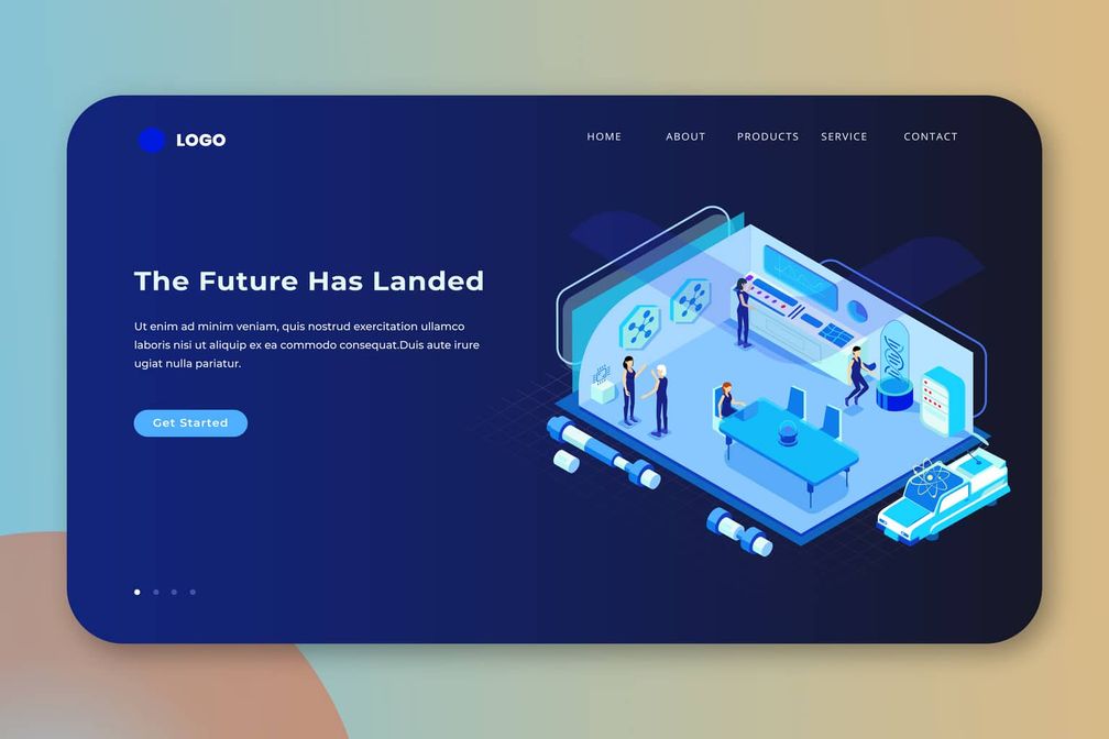isometric landing pages future technology companies