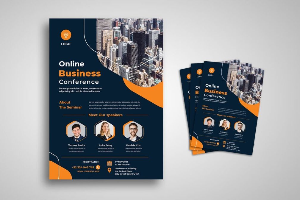 flyer template online business conference 1