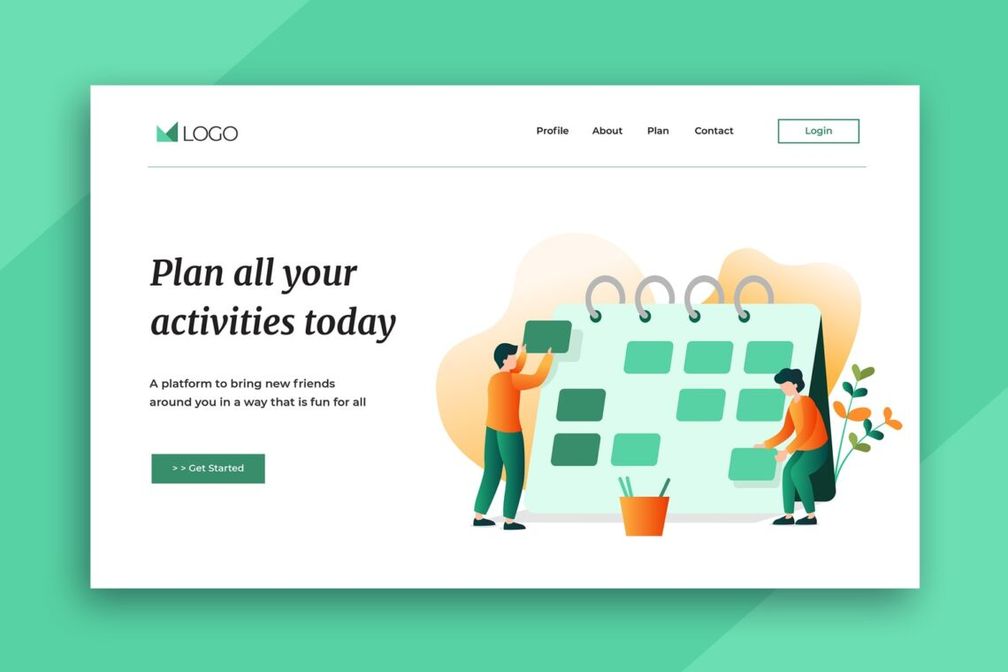 illustration landing pages activities planner