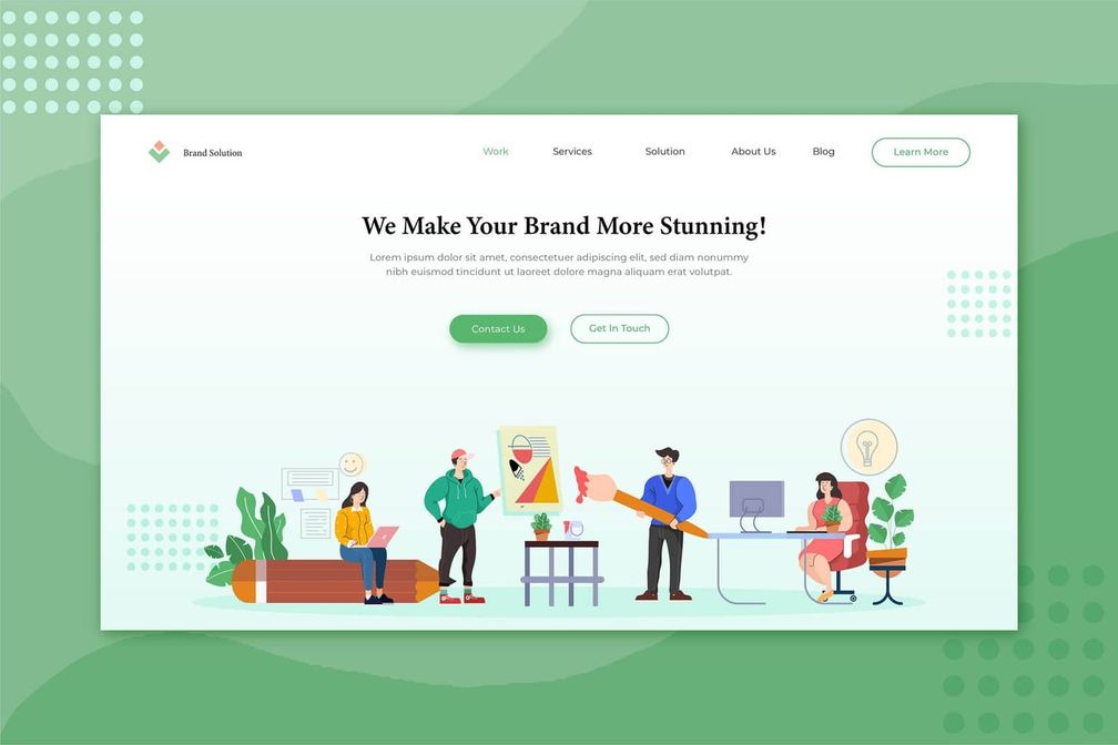 illustration landing pages brand service solution