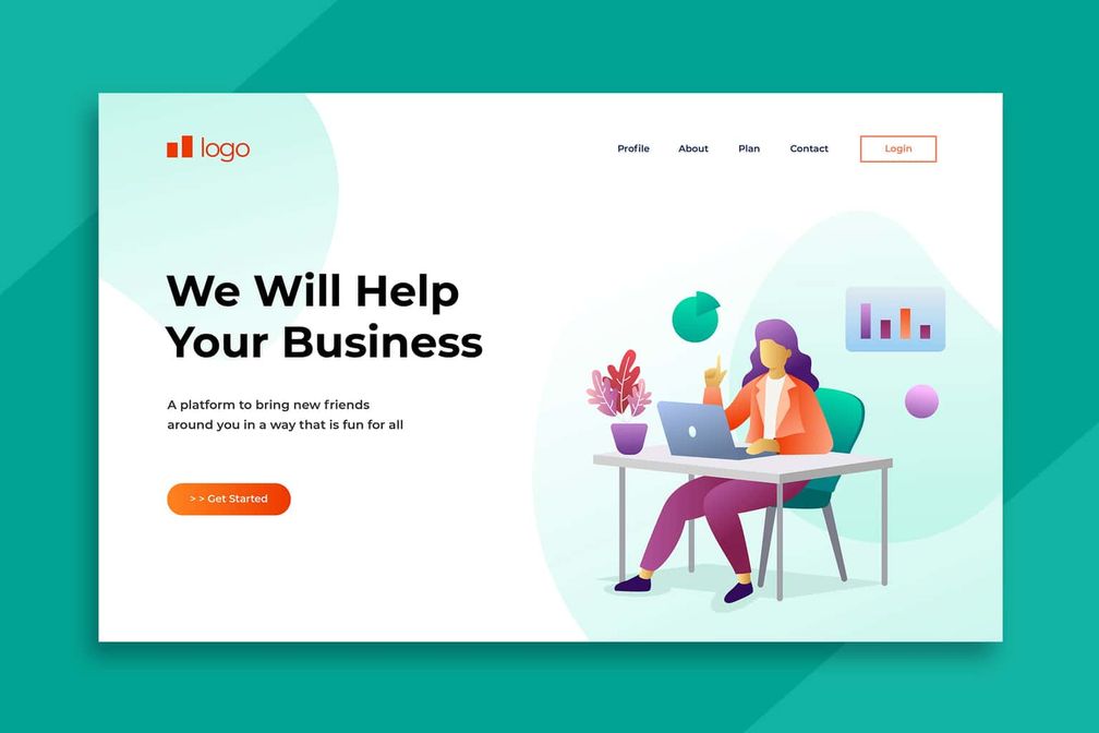 illustration landing pages business help plan