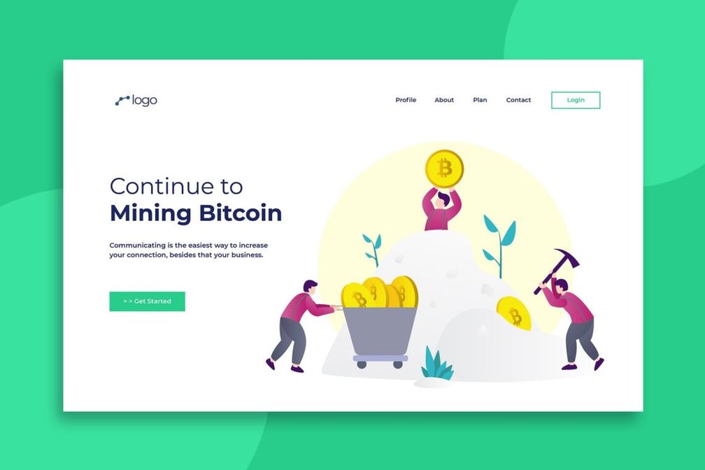 illustration landing pages mining bitcoin