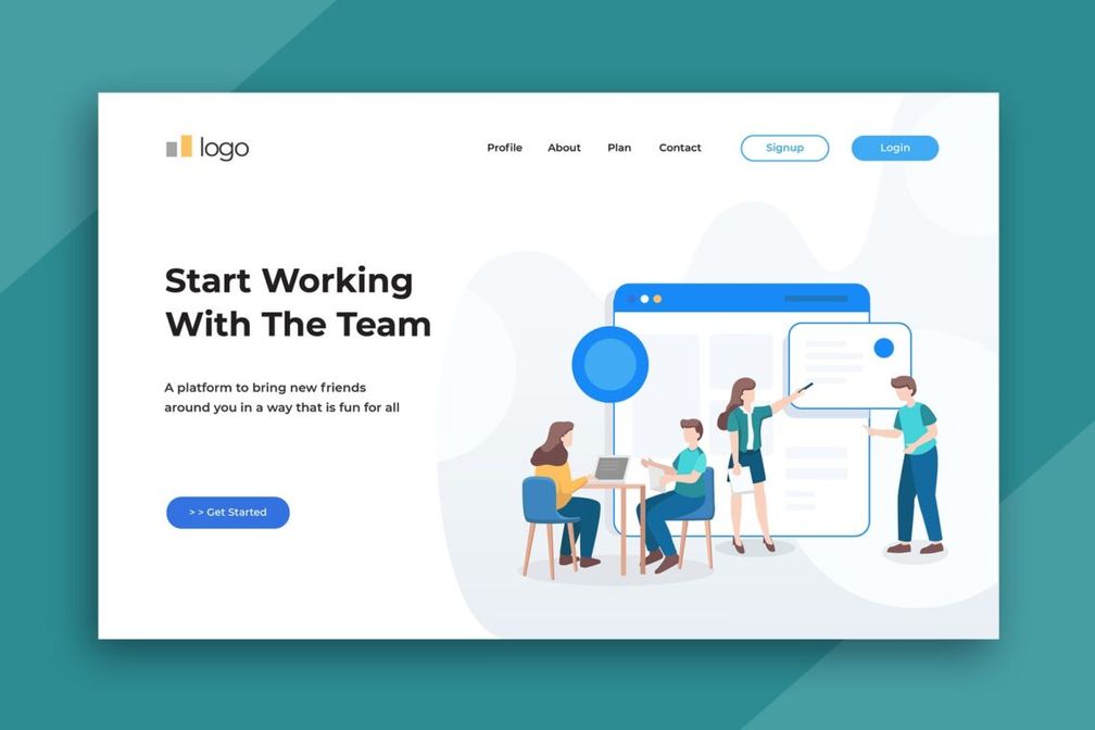 illustration landing pages team working