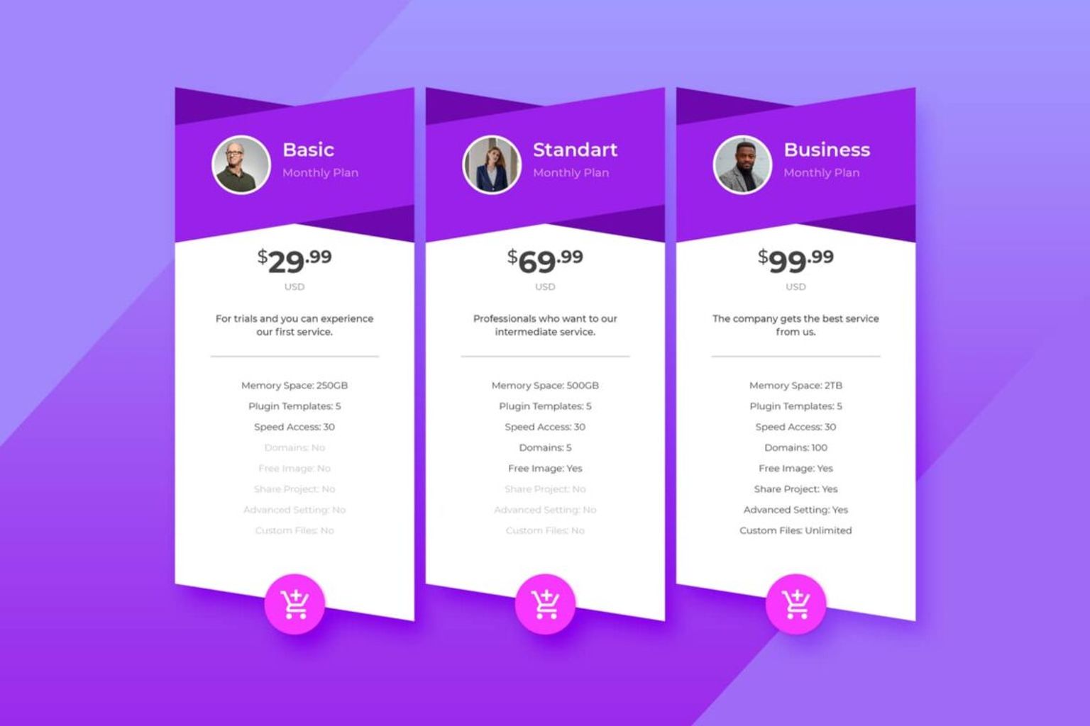 pricing table domain web hosting services