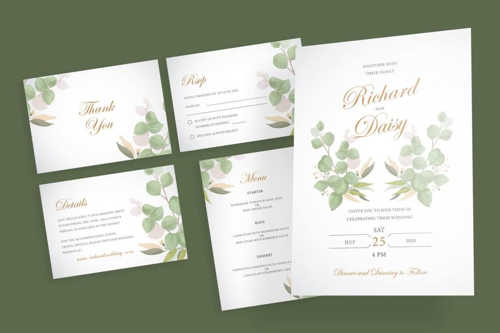 wedding invitation simple abstract white motif
