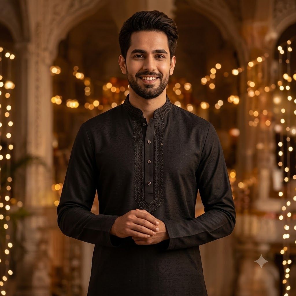 Beige Elegance Kurta Pajama thumbnail 2