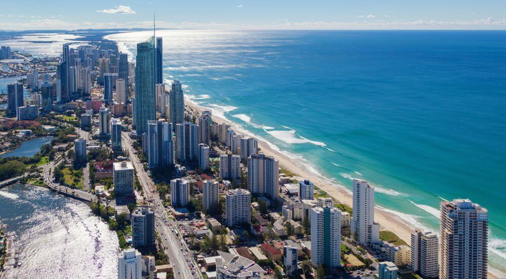 An aerial image of the Gold Coast Australia