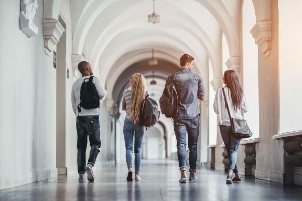 Students in a hallway