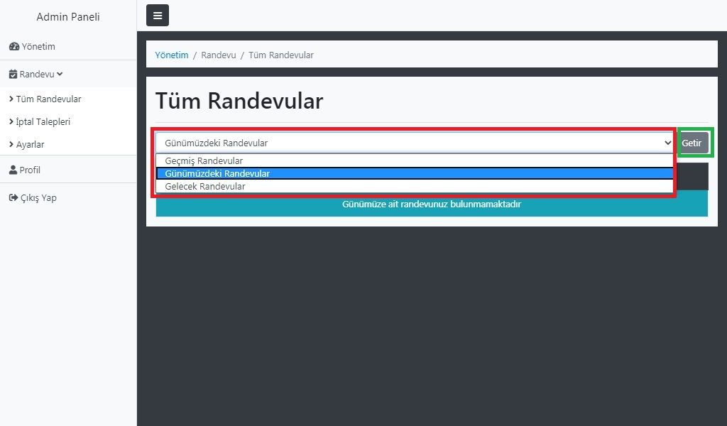 Diğer randevu türlerine gözatma