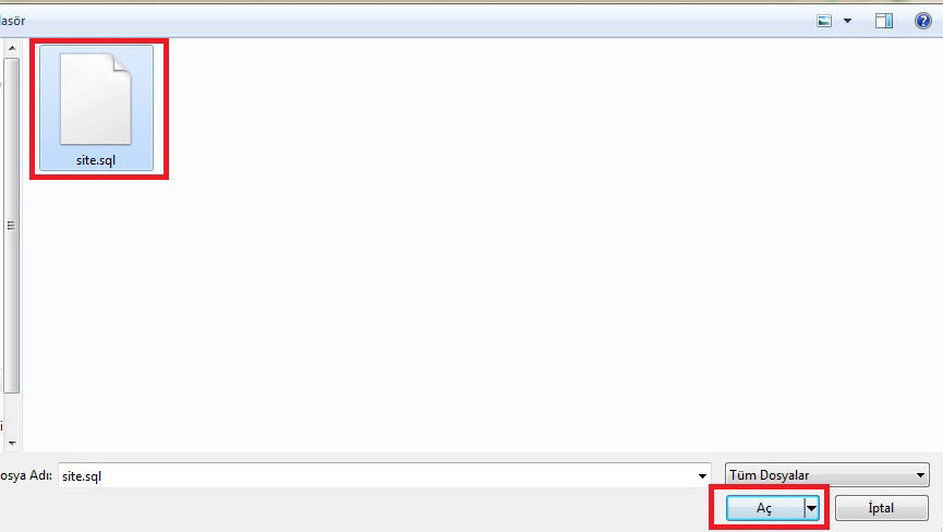 Dosya seç butonuna tıklandığında açılan pencere
