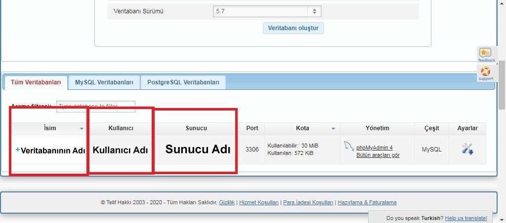 Veritabanı bilgilerinin nerelerde olabileceği ile ilgili bir resim