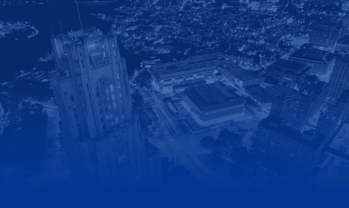 An overhead photo of the University of Pittsburgh campus.