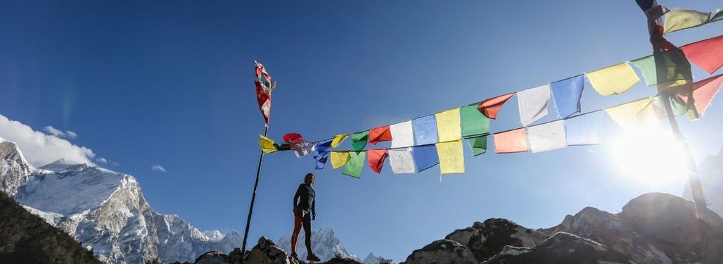 Spectacular mountain scenery with Manaslu, world's fifth highest mountain in view