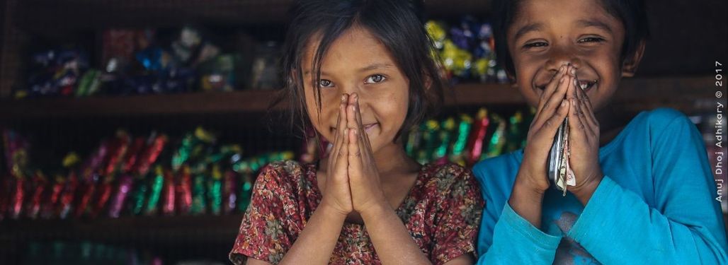 Nepalese children watching the course