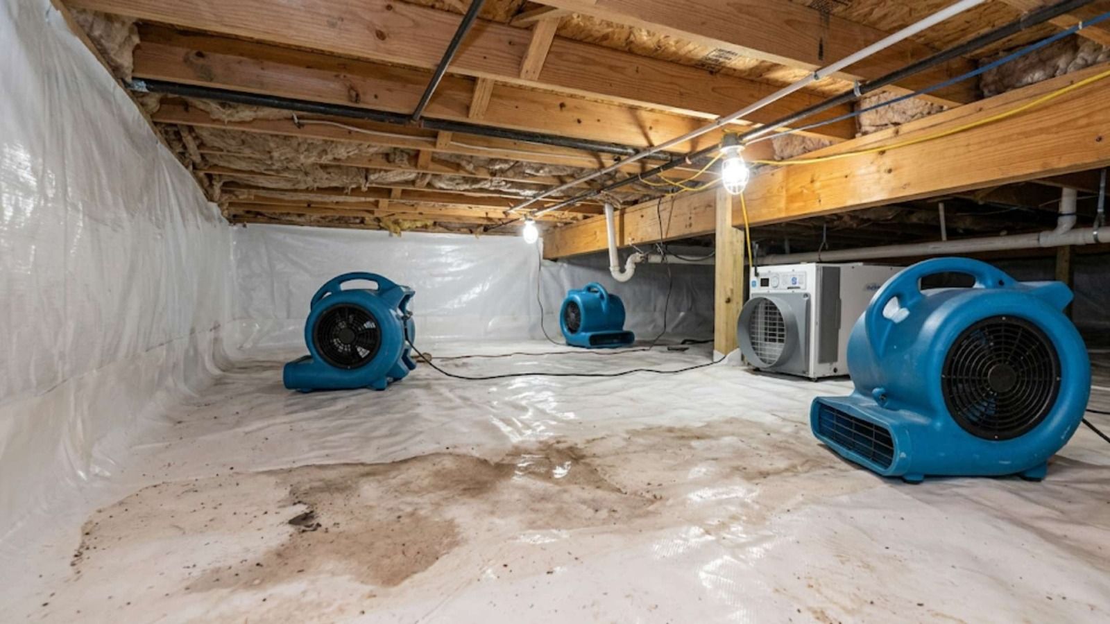 Water Damage In Crawl Space After Rain in Garland, TX