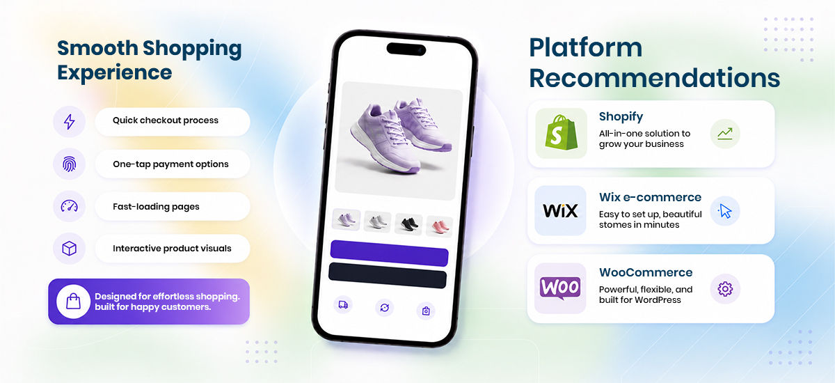 Comparison chart of Shopify vs. WooCommerce vs. Wix