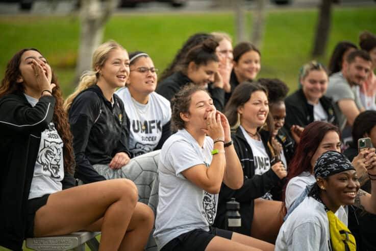 UMFK students cheer on the Men's soccer team.