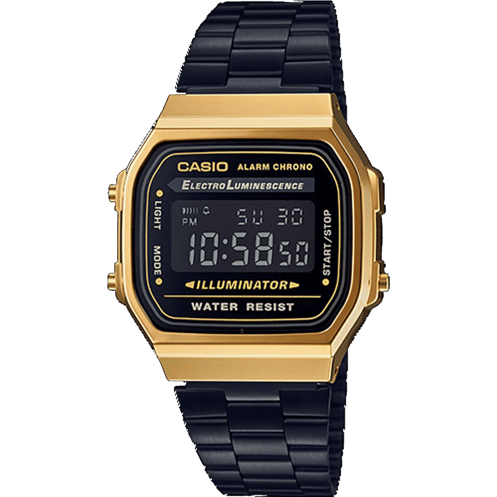 Casio A168 Black & Gold Watch