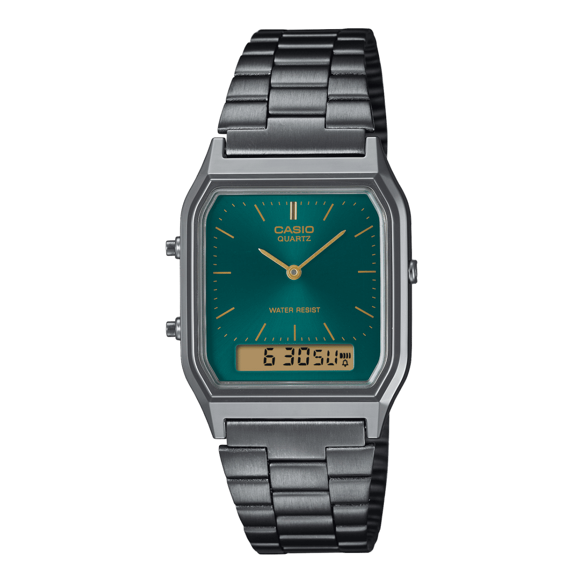 Casio AQ-230EGG-3A Gray Bracelet Green Dial Watch