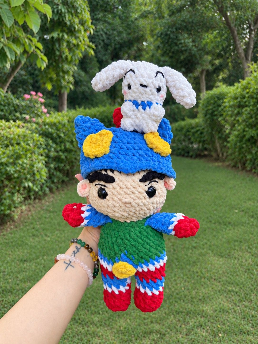 Handmade Shinchan with Shiro Crochet Plushie