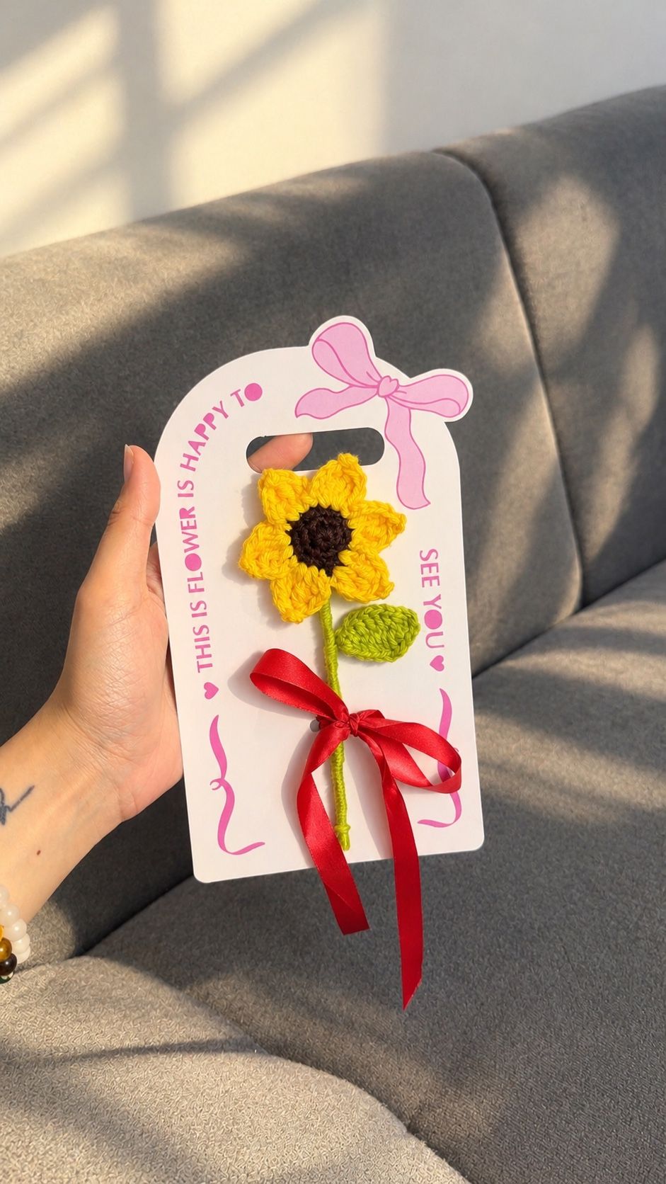 Handmade Sunflower Card Crochet Plushie