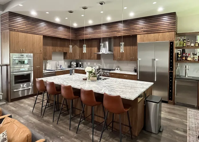 Modern walnut with custom soffit