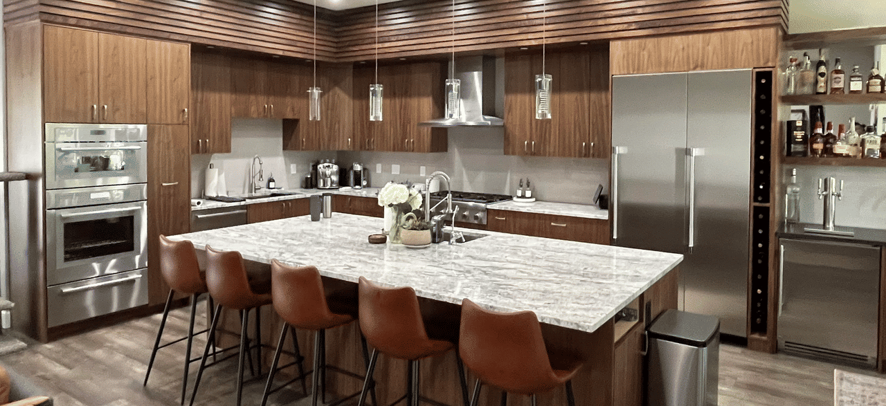 Modern walnut with custom soffit