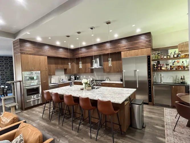 Modern walnut with custom soffit