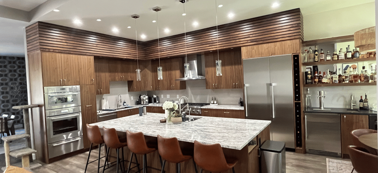 Modern walnut with custom soffit