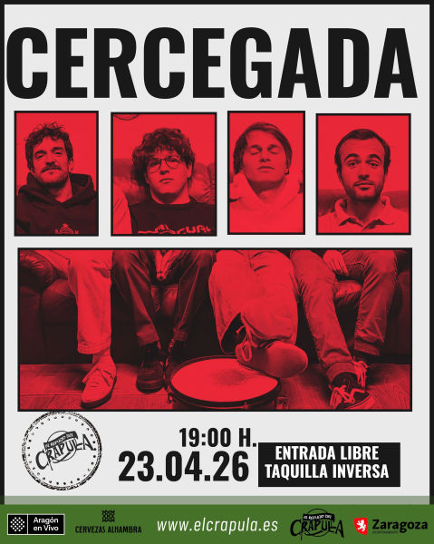 Concierto de Cercegada en El Refugio del Crápula (Zaragoza) · 23 de abril, 2026