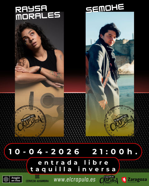 Concierto de Raysa Morales y Semohé en El Refugio del Crápula (Zaragoza) · 10 de abril, 2026
