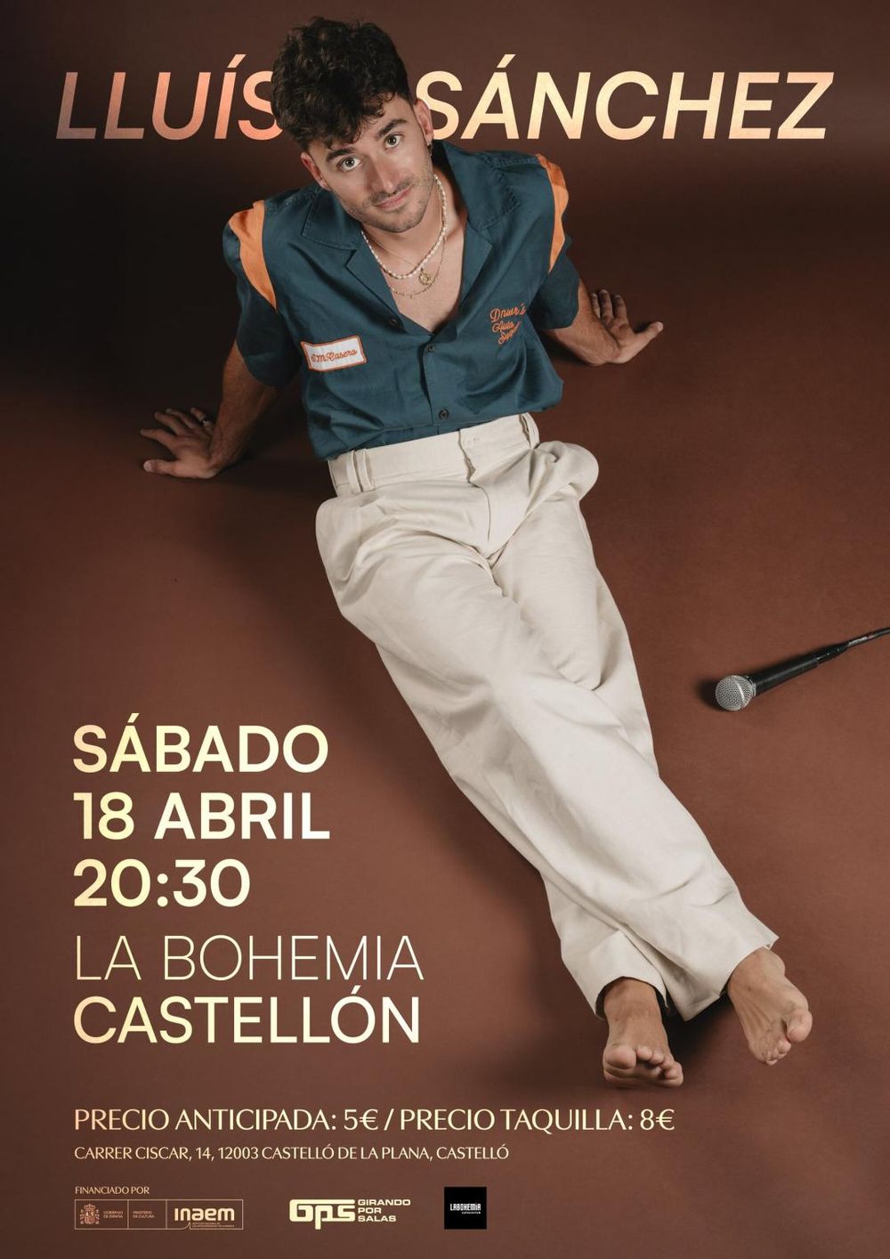 Concierto de Lluis Sánchez en Sala La Bohemia (Castellón) · 18 de abril, 2026